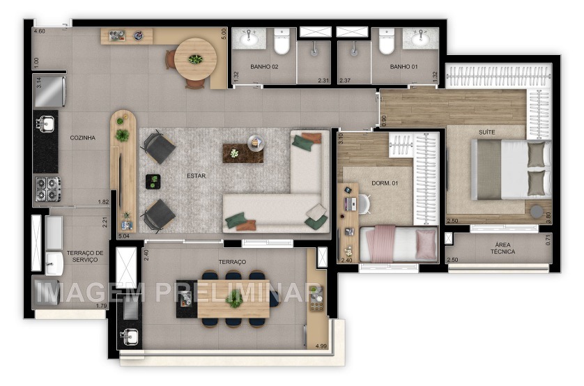Planta 09 - 2 dorm 84m² - opção