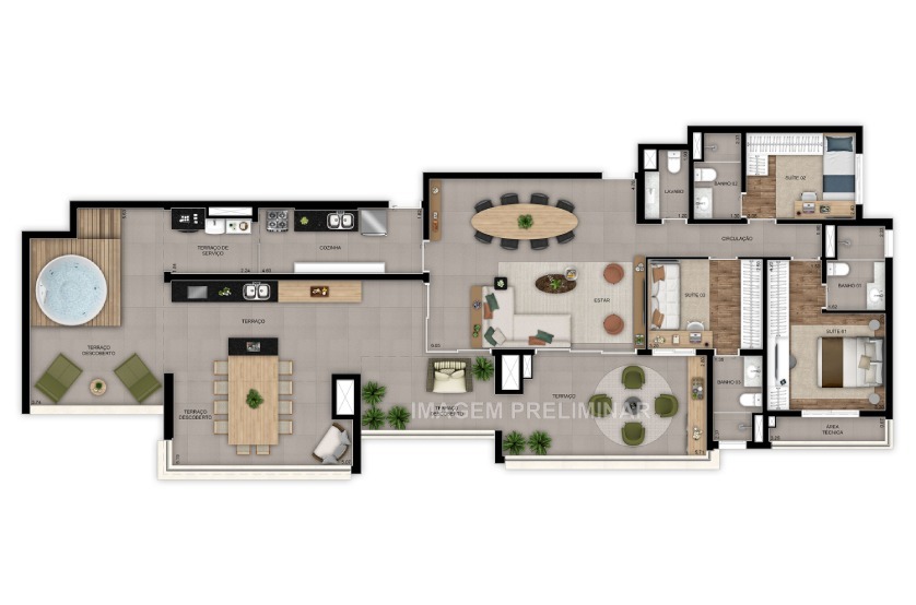 Planta 15 - 3 dorm 185m² - penthouse