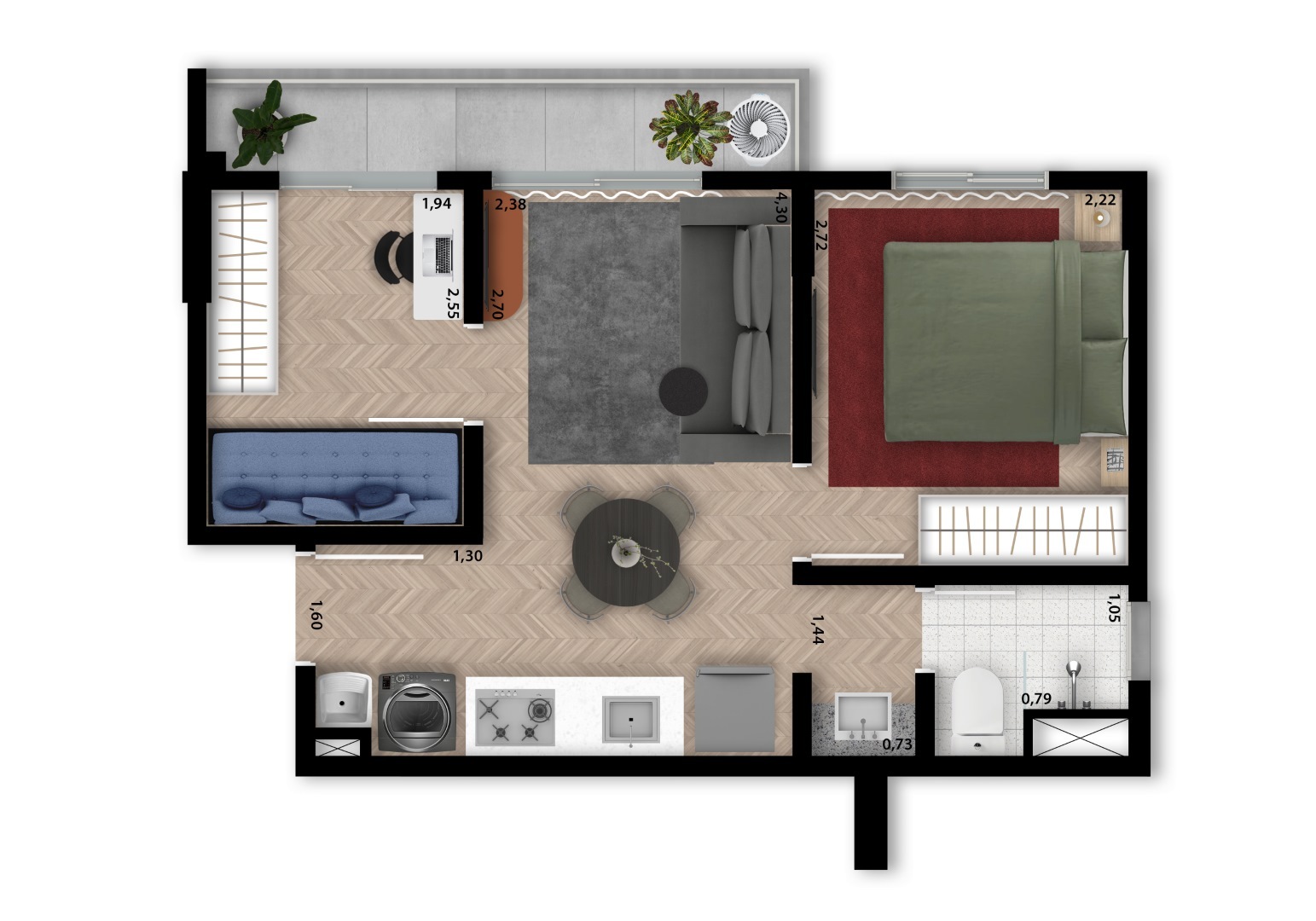 Planta 04 - 2 dorm 35m²