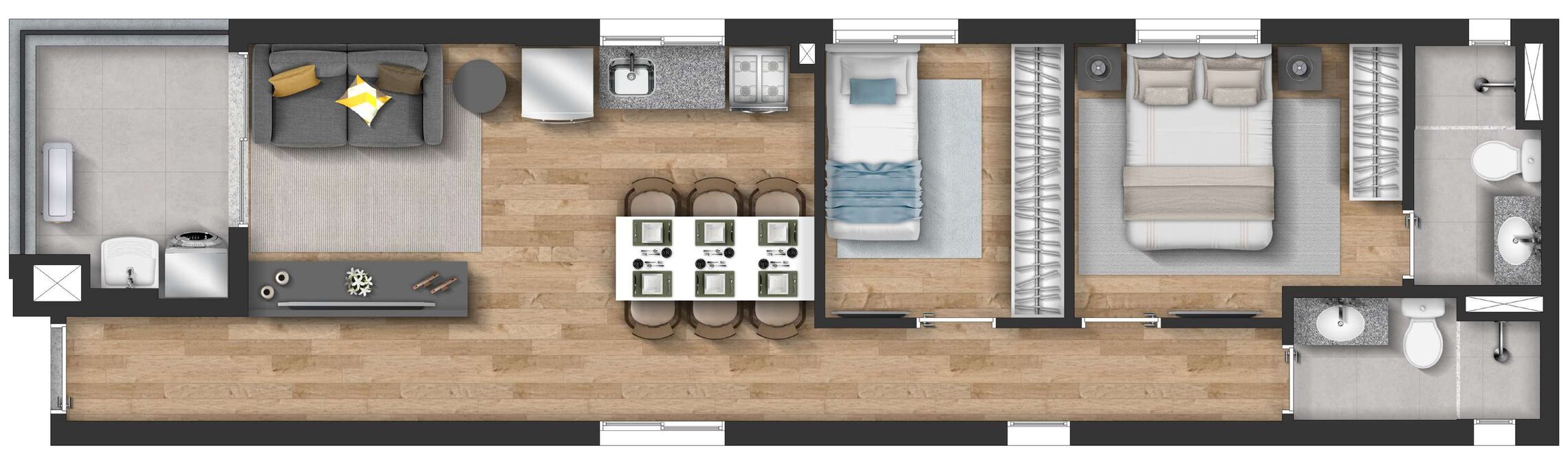 Planta 07 - 2 dorm 58m²