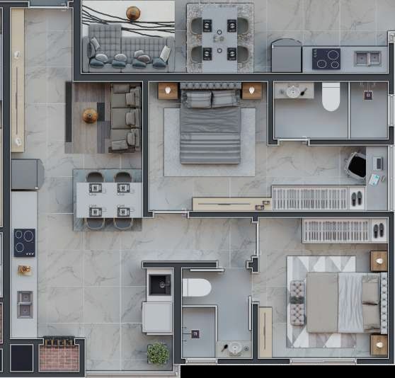 Planta 03 - 2 dorm 62,34m²