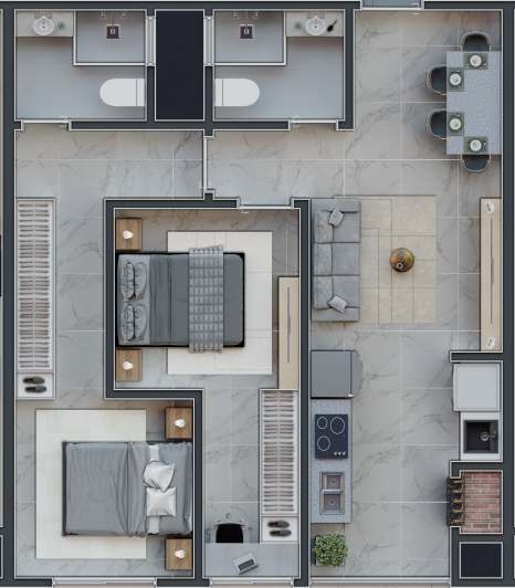 Planta 05 - 2 dorm 63,88m²