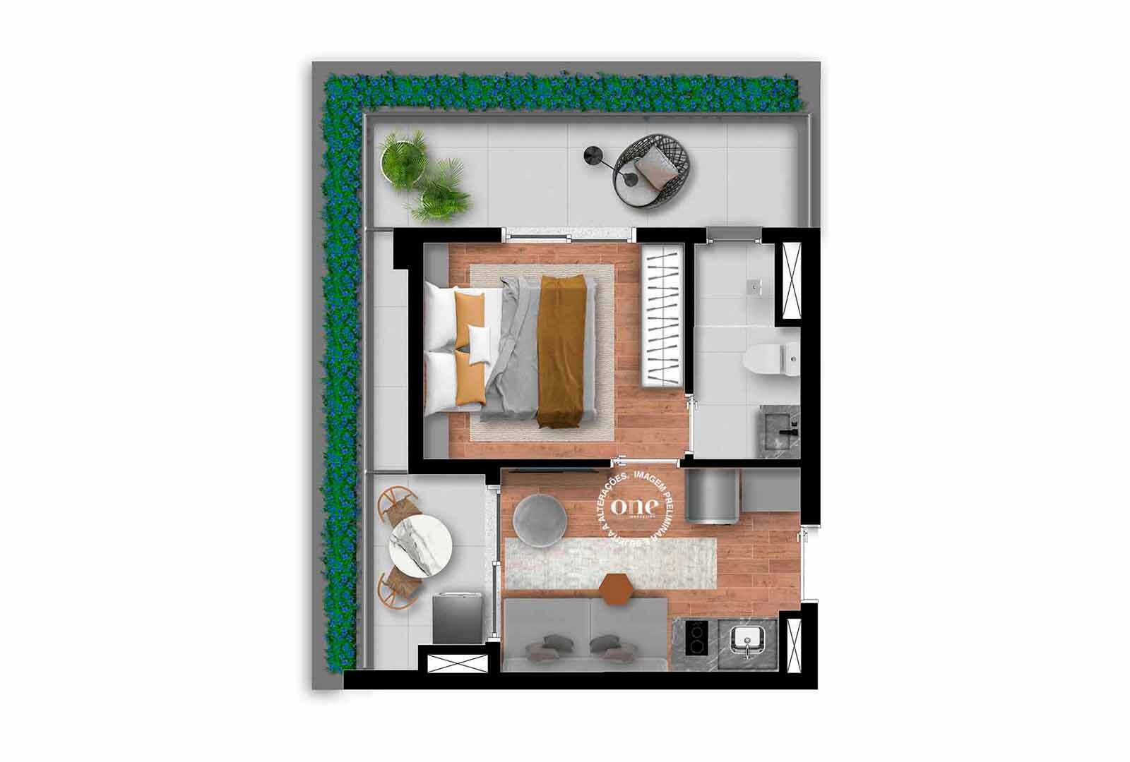 Planta 06 - 1 dorm 39m²