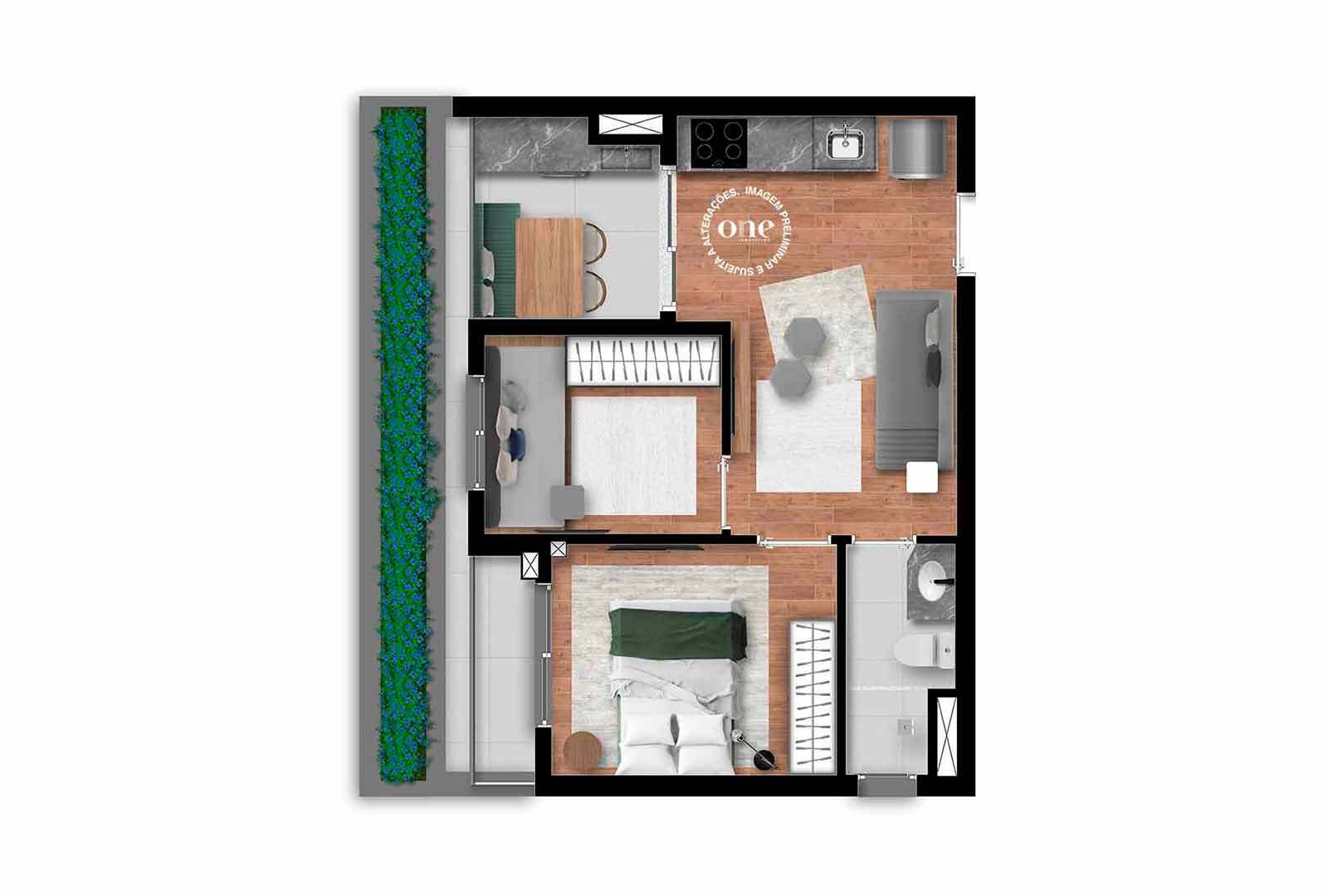 Planta 07 - 2 dorm 42m²