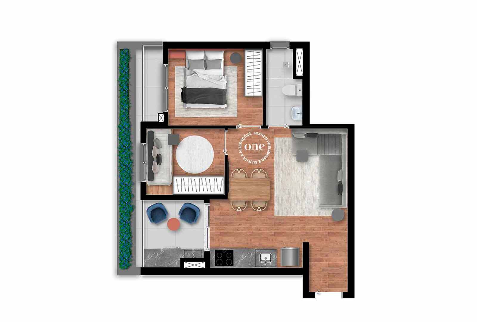 Planta 10 - 2 dorm 50m²