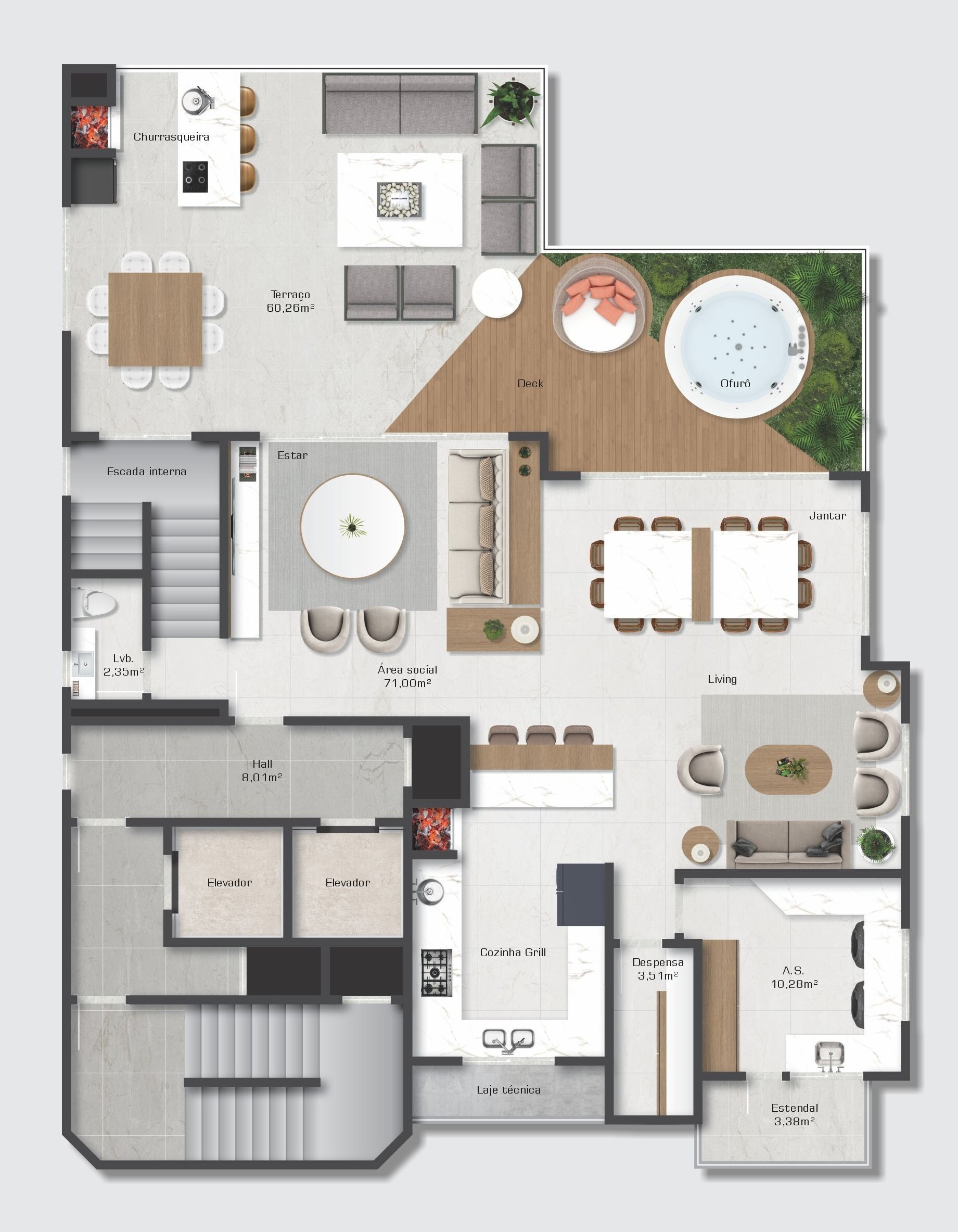 Planta 03 - 5 dorm 344,86m² - cobertura duplex - superior