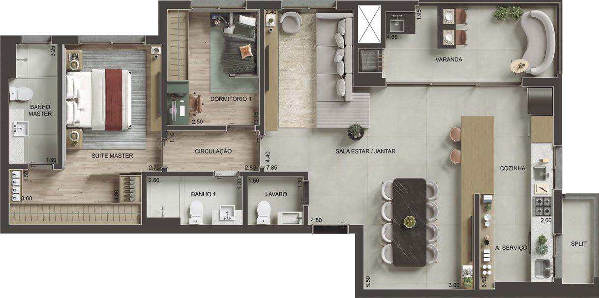 Planta 06 - 2 dorm 103m² - opção