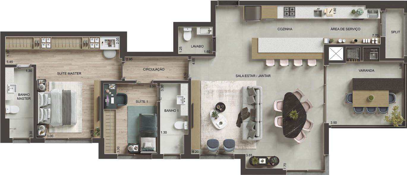 Planta 08 - 2 dorm 118m² - opção