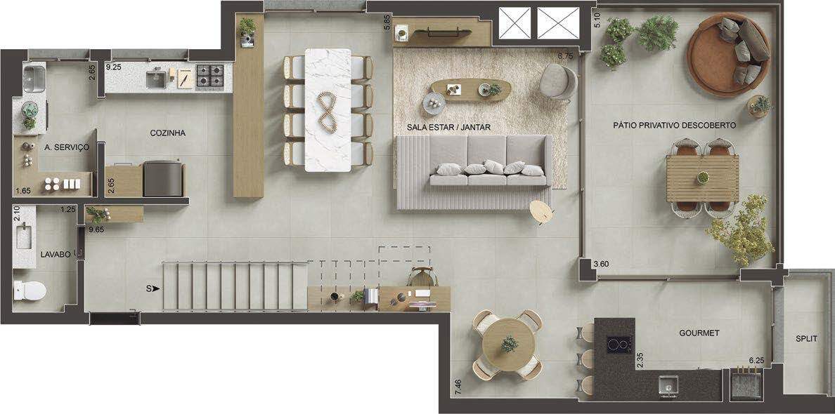 Planta 13 - 3 dorm 163m² - cobertura duplex - inferior