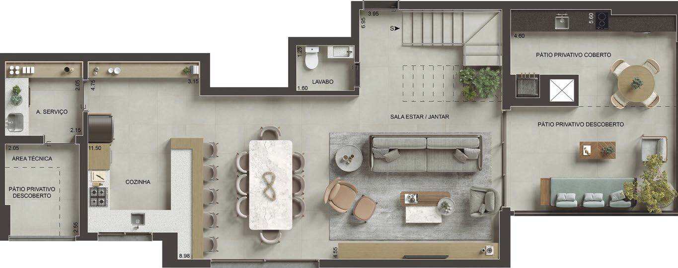 Planta 17 - 3 dorm 182m² - cobertura duplex - inferior