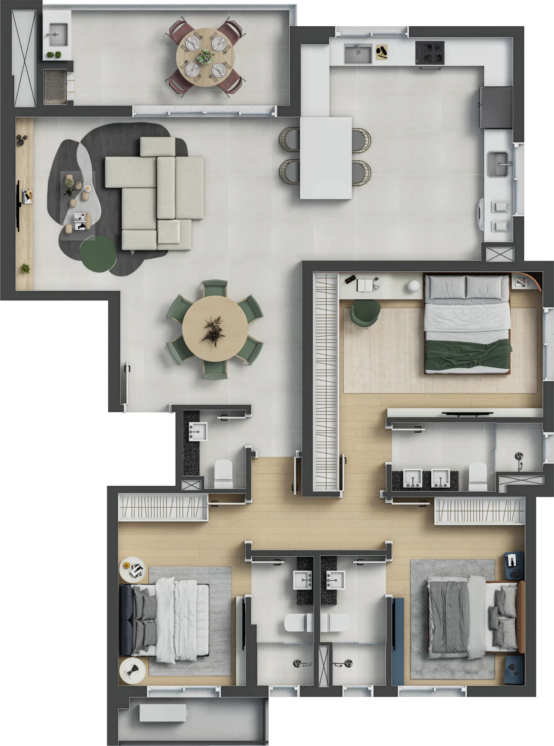 Planta 03 - 3 dorm 148m²