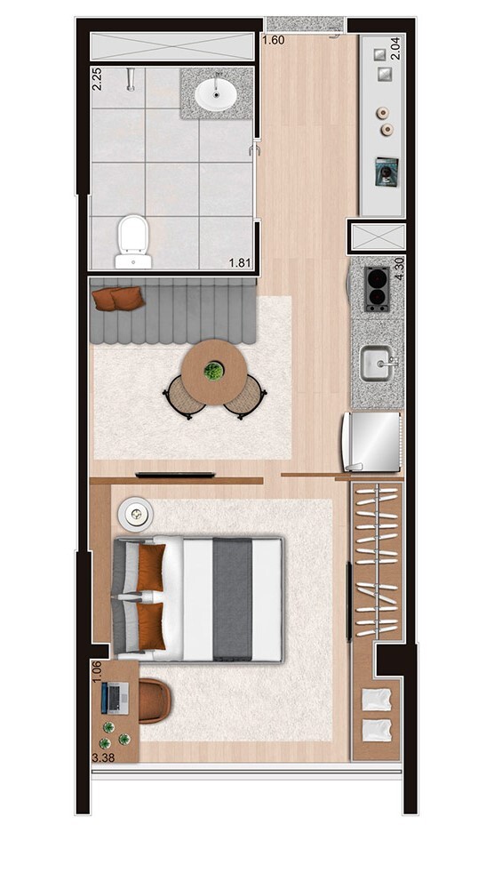 Planta 03 - 1 dorm 30m² - opção