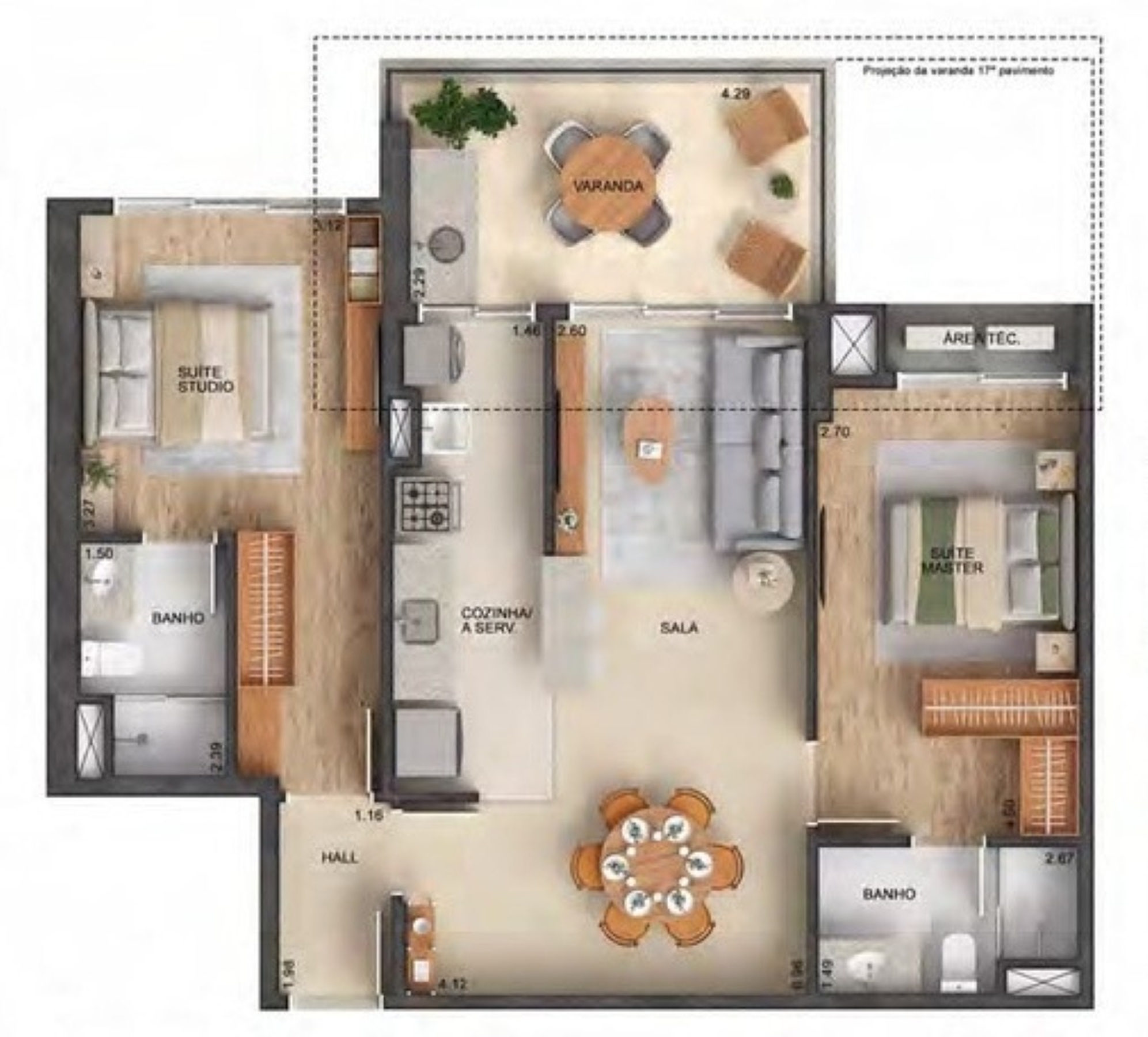 Planta 02 - 2 dorm 86,89m² Planta 02 - 2 dorm 86,89m²