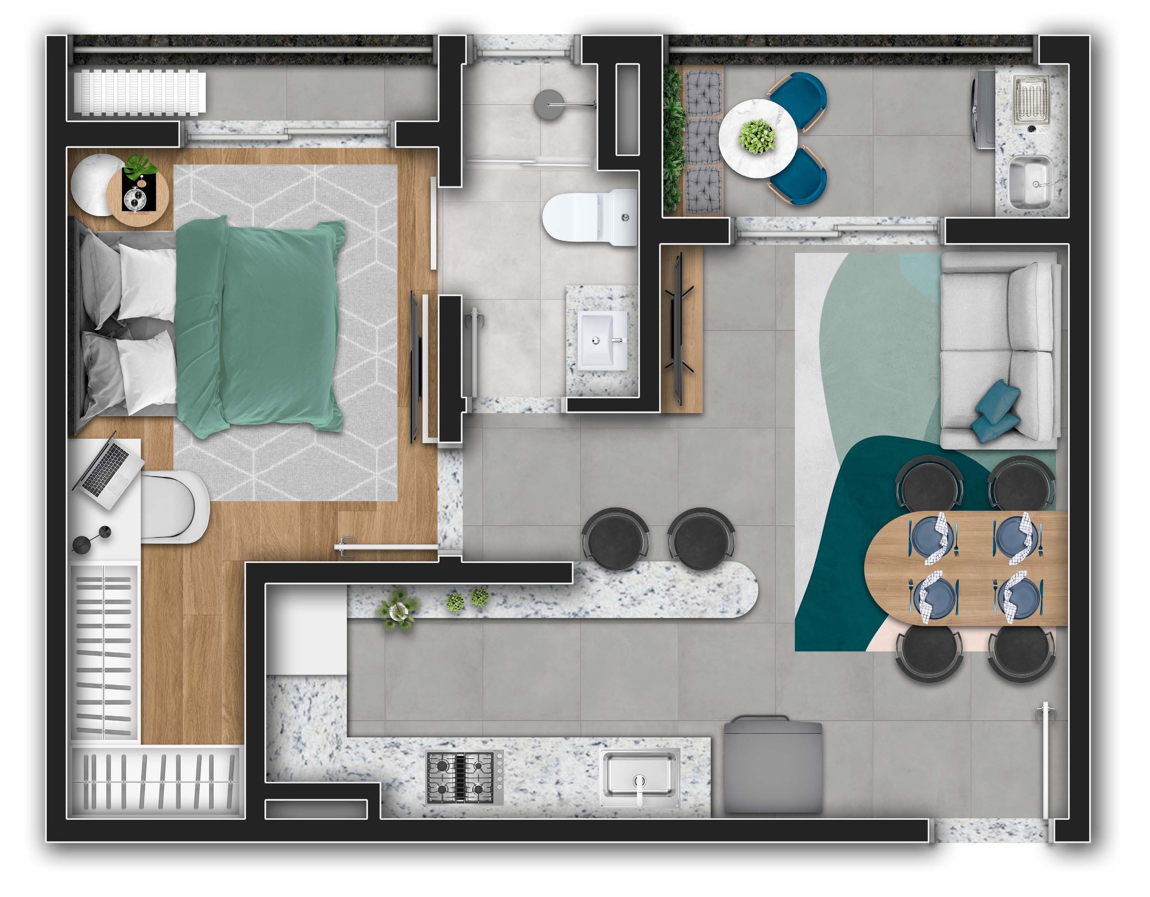 Planta 01 - 1 dorm 40,30m²