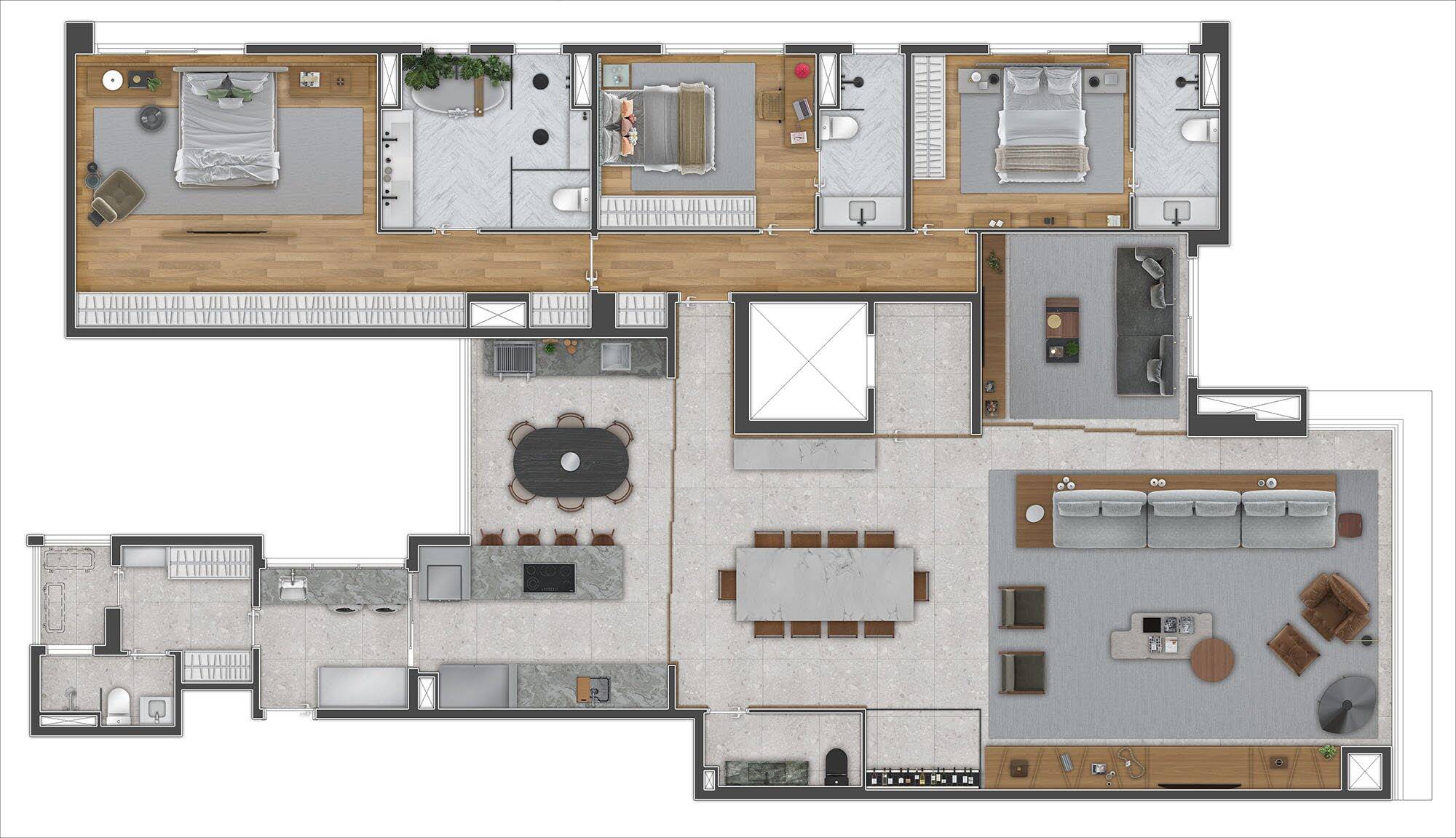 Planta 02 - 3 dorm 234m² - opção