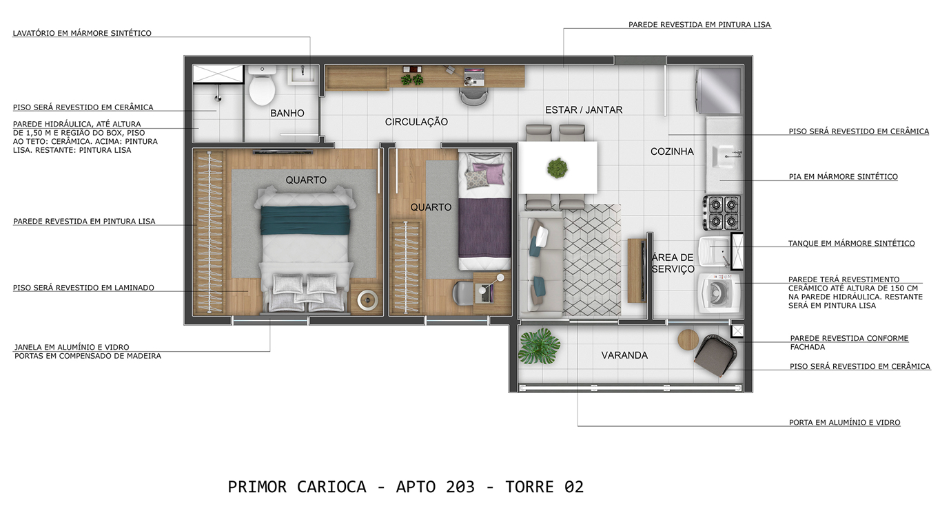 Planta 02 - 2 dorm 40,81m²