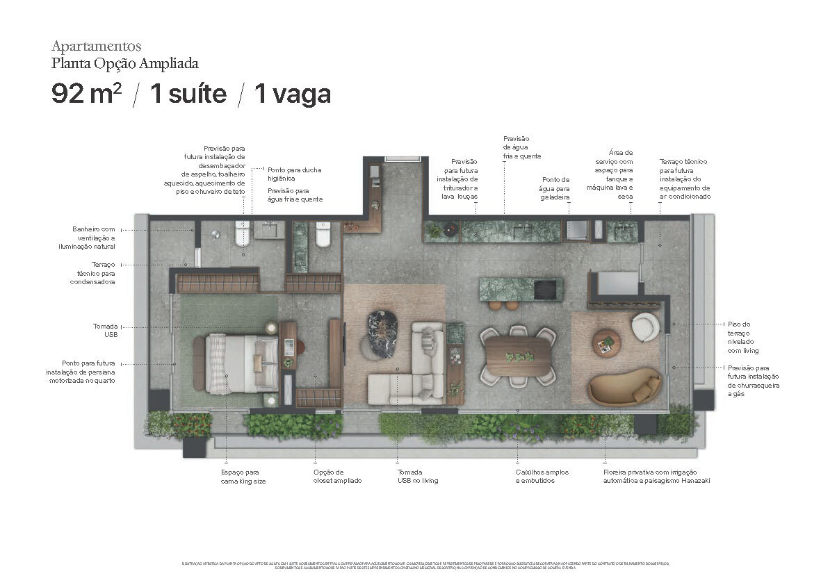 Planta 07 - 1 dorm 92m² - opção