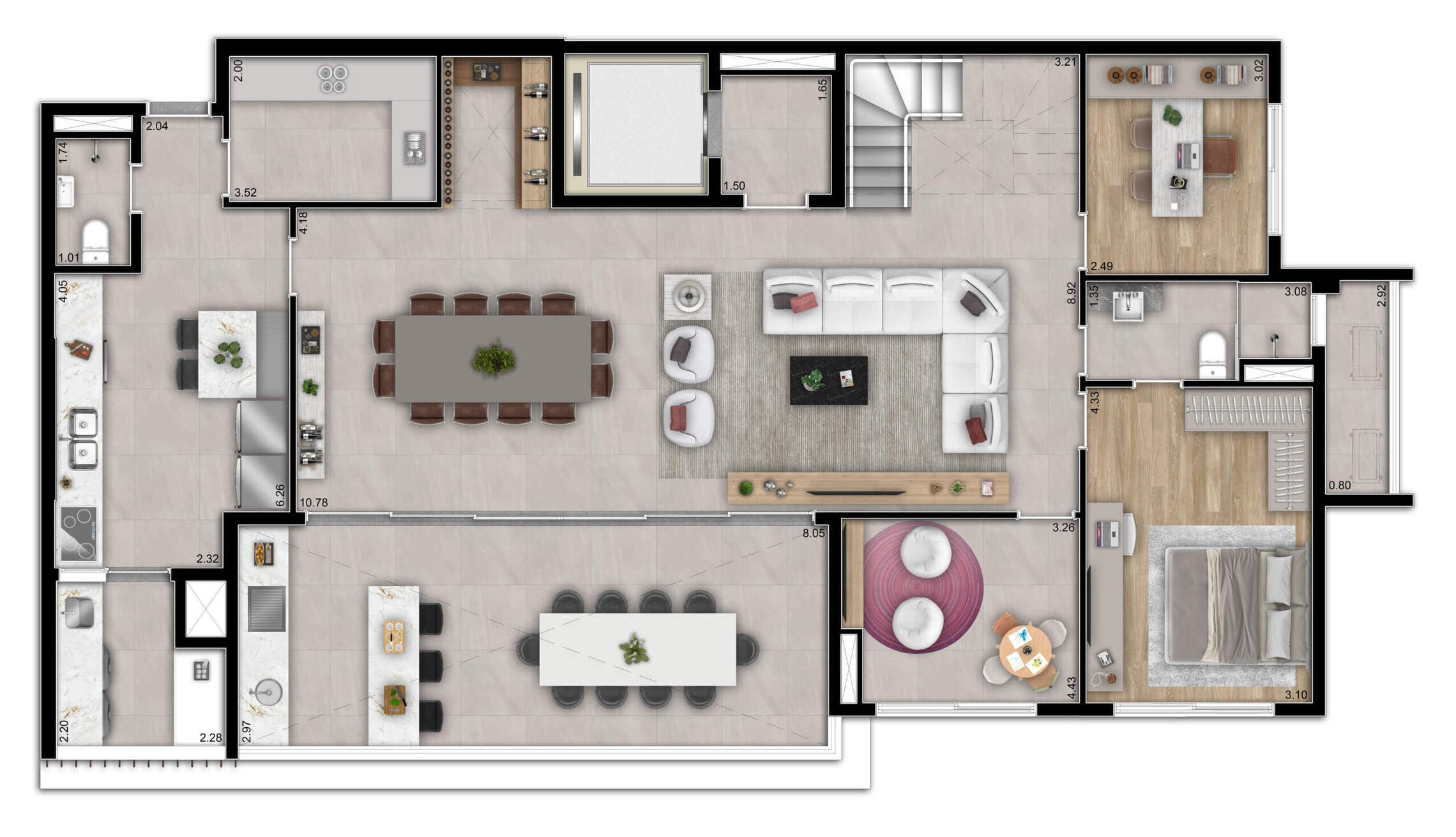 Planta 10 - 4 dorm 300m² - cobertura duplex - inferior