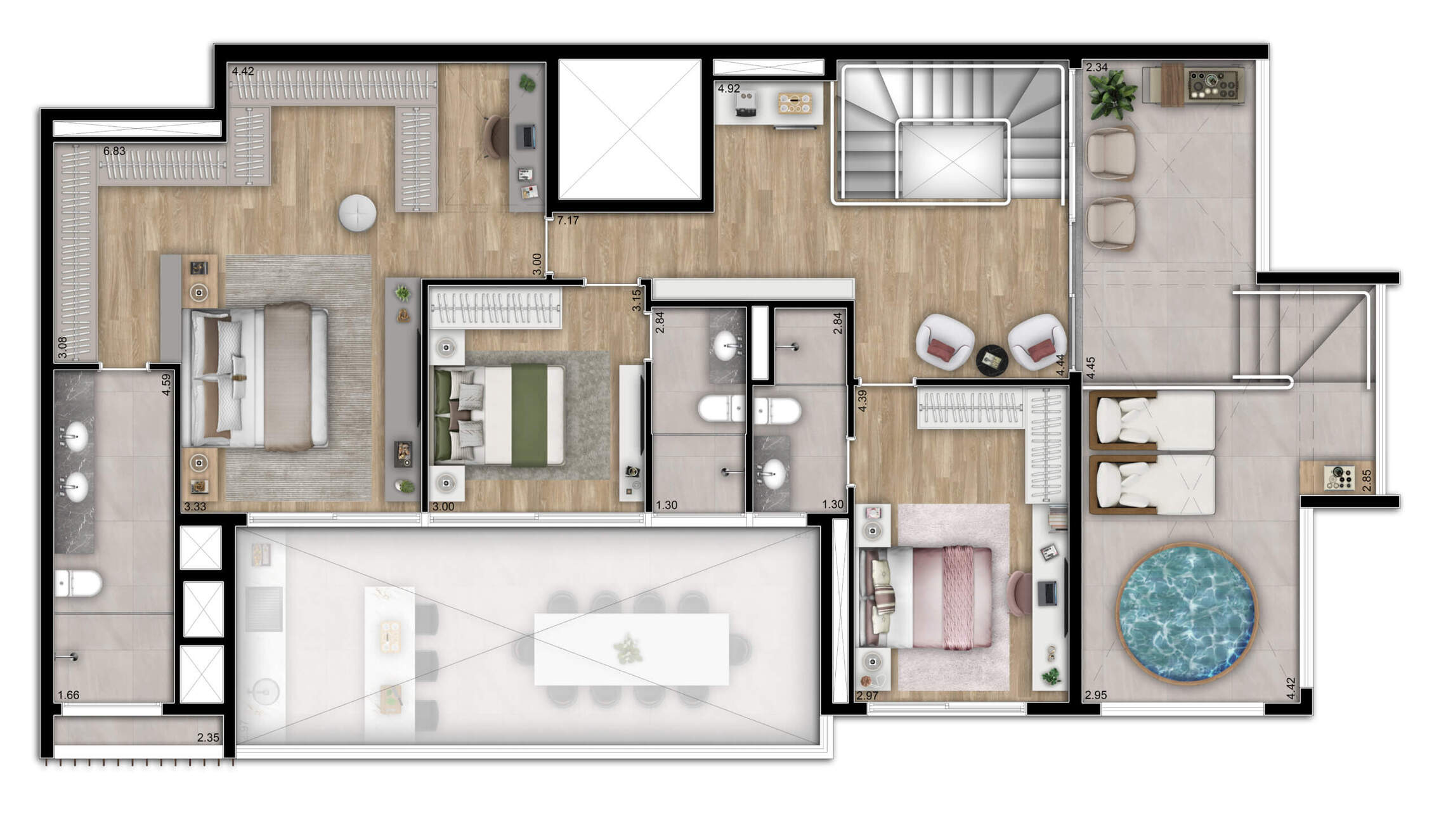 Planta 11 - 4 dorm 300m² - cobertura duplex - superior
