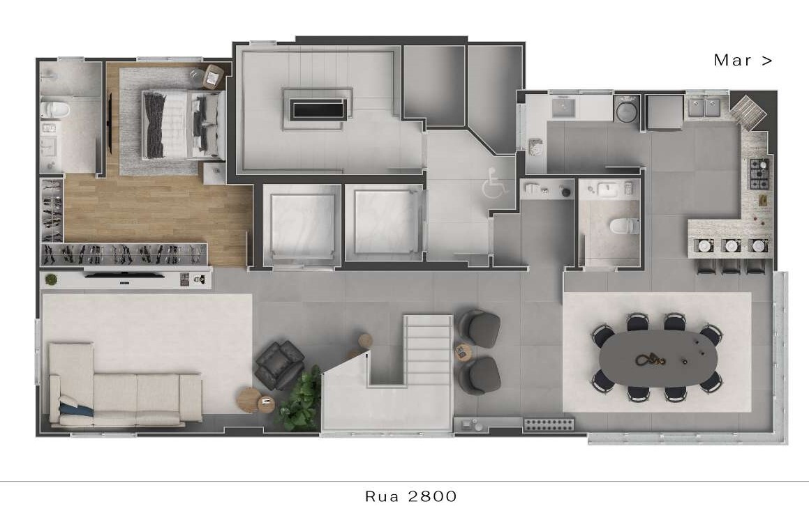 Planta 06 - 5 dorm 228,12m² - cobertura duplex - inferior