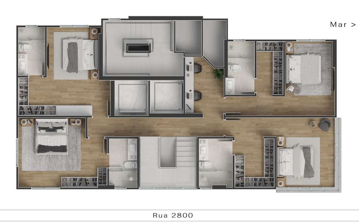 Planta 07 - 5 dorm 228,12m² - cobertura duplex - superior