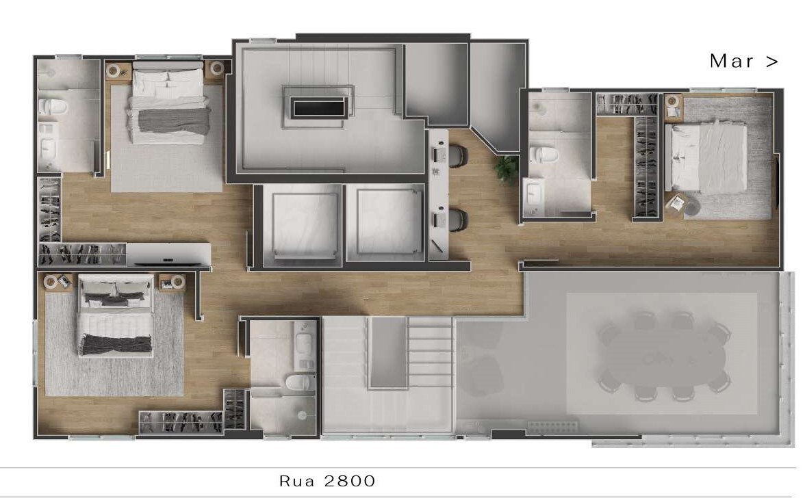 Planta 08 - 4 dorm 228,12m² - cobertura duplex - superior - opção