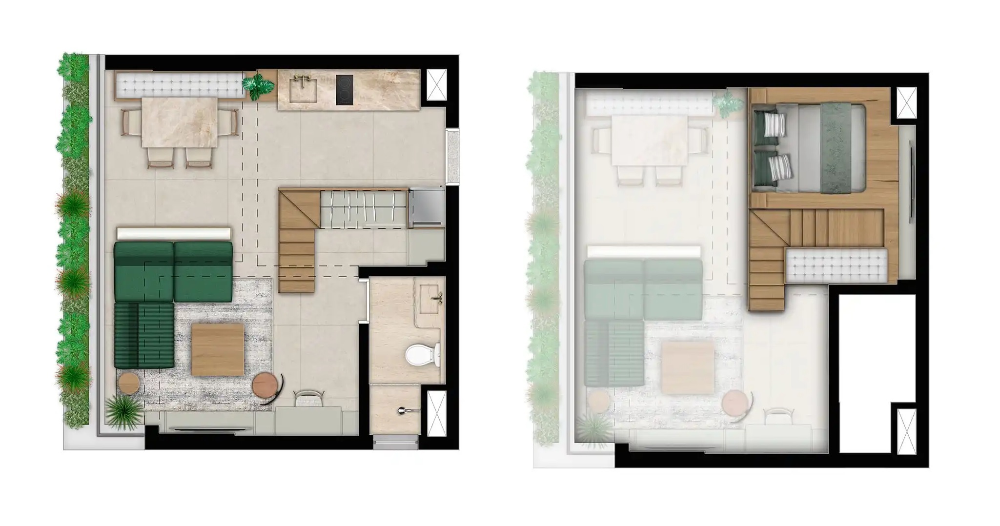 Planta 05 - 1 dorm 35m² - loft