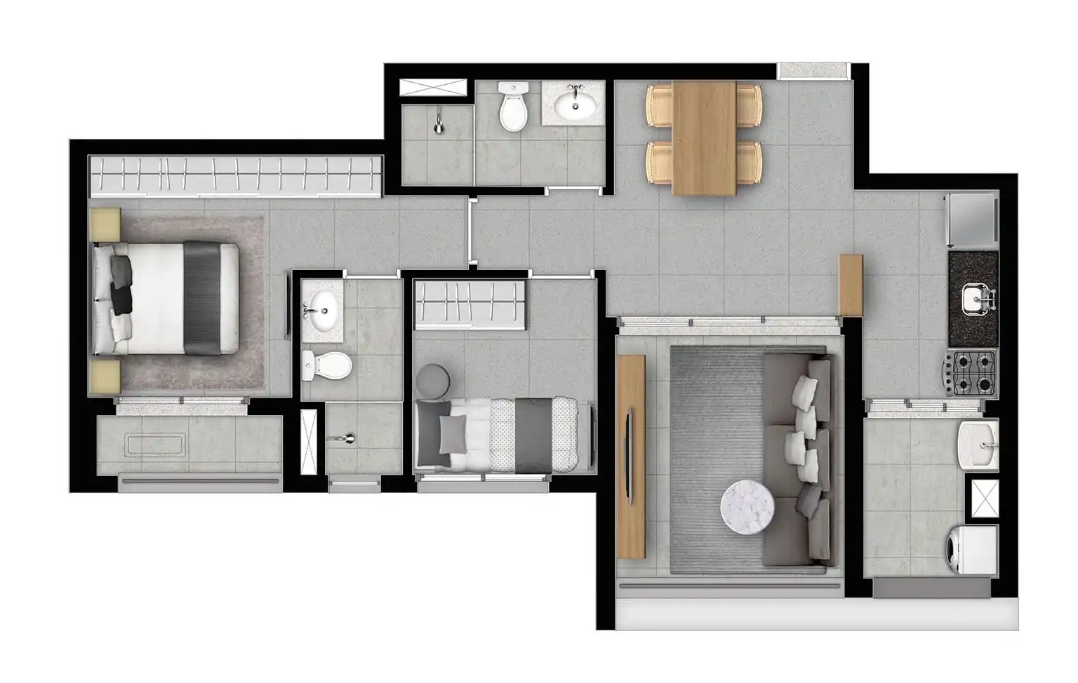 Planta 08 - 2 dorm 61m²