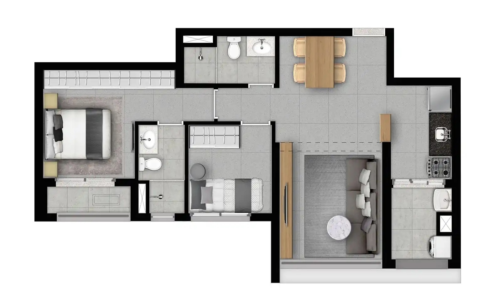 Planta 09 - 2 dorm 61m² - opção