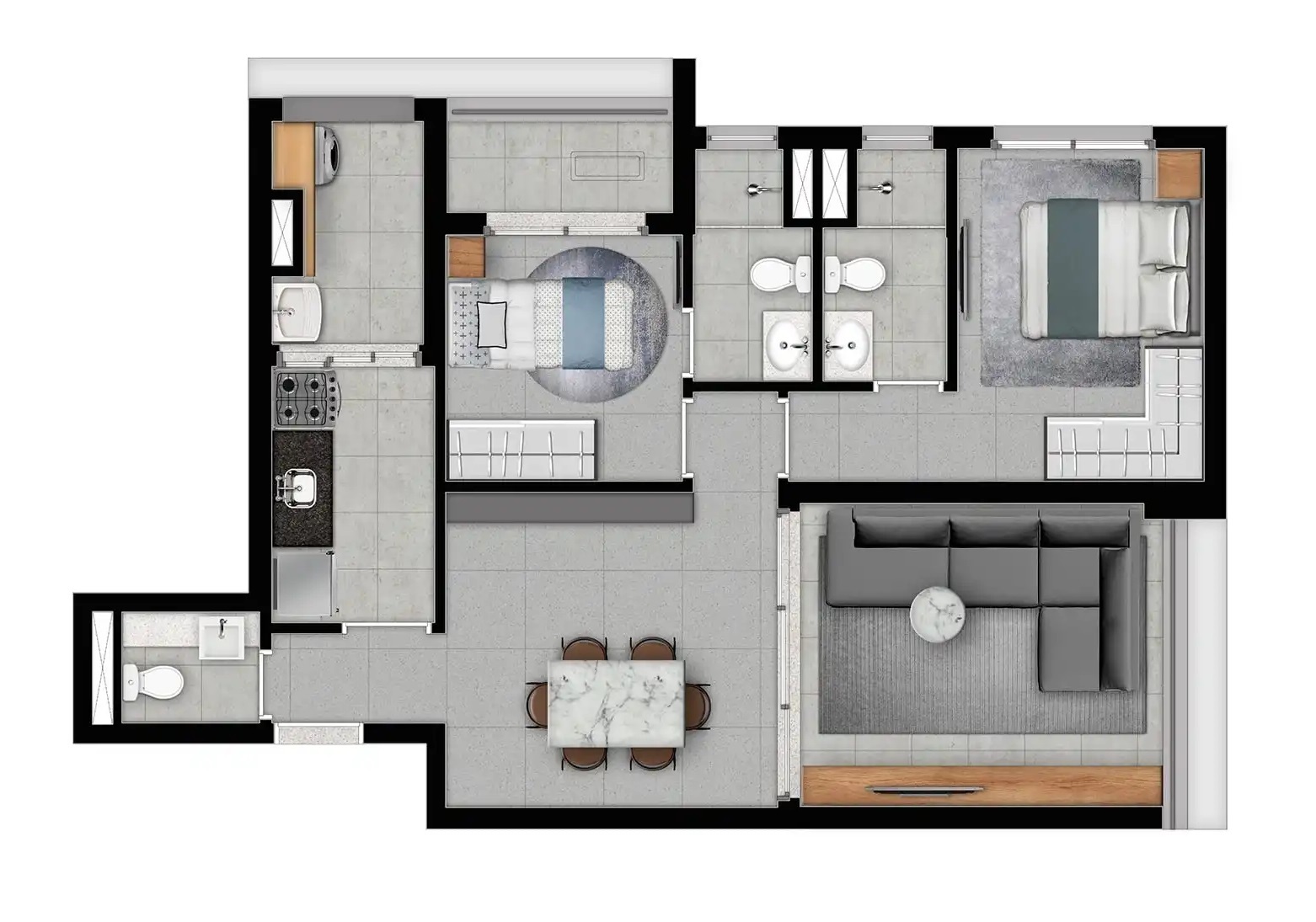 Planta 10 - 2 dorm 69m²