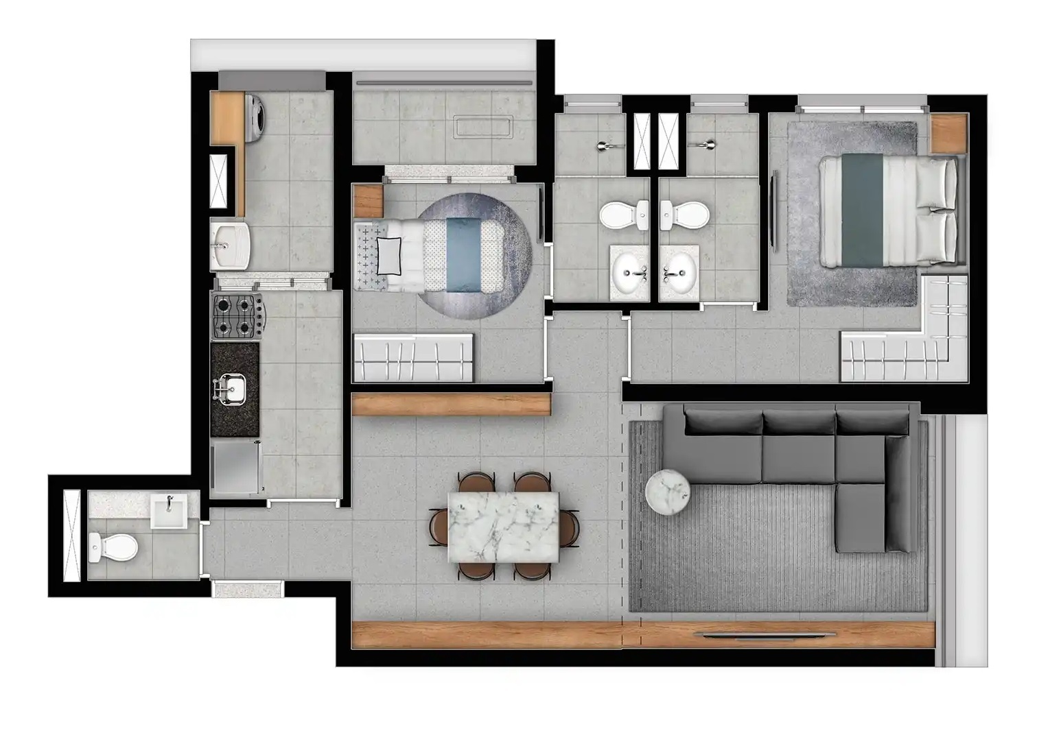 Planta 11 - 2 dorm 69m² - opção