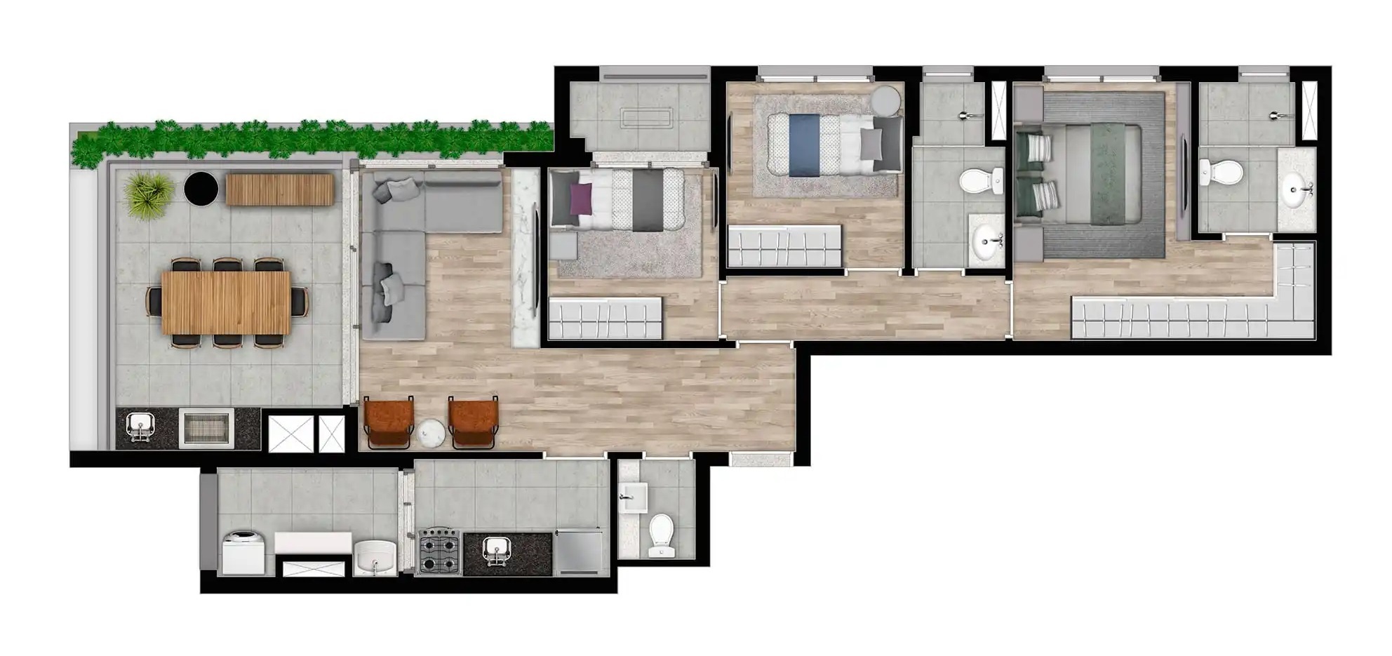 Planta 12 - 3 dorm 90m²