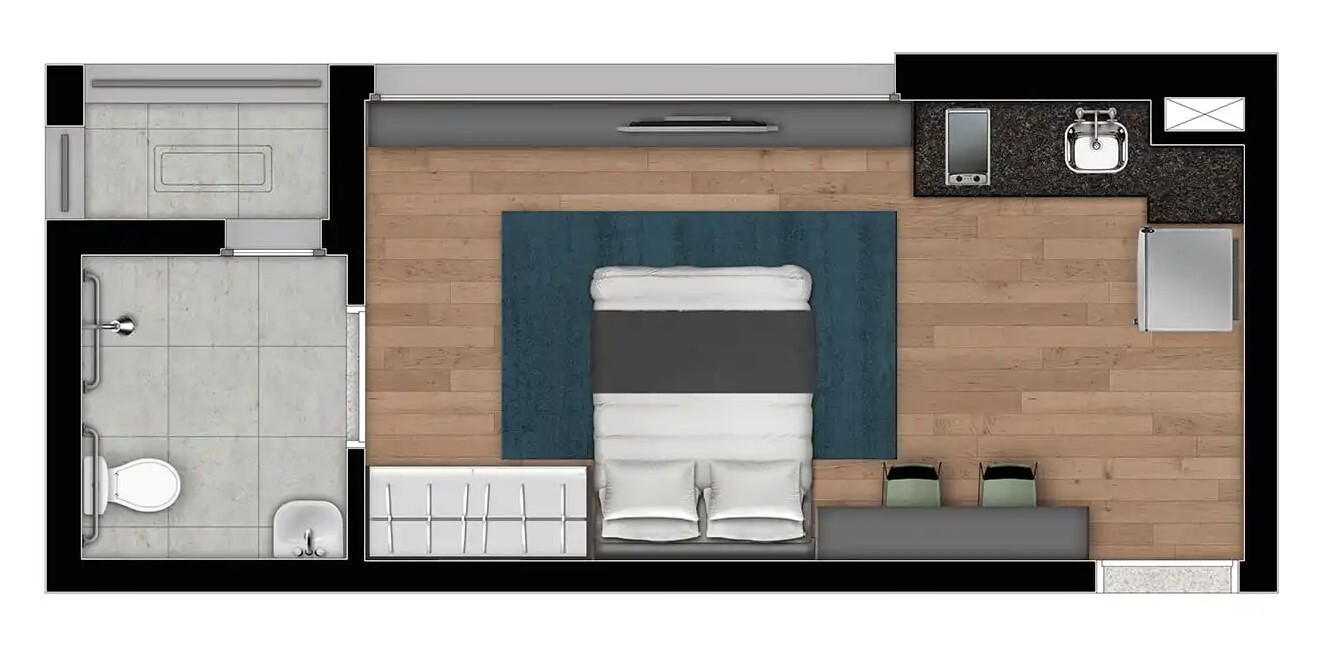 Planta 01 - 1 dorm 25m² - studio