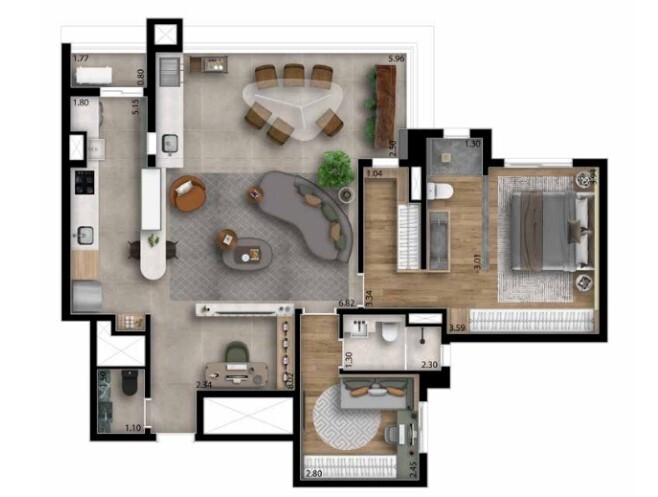 Planta 05 - 2 dorm 101m² - opção