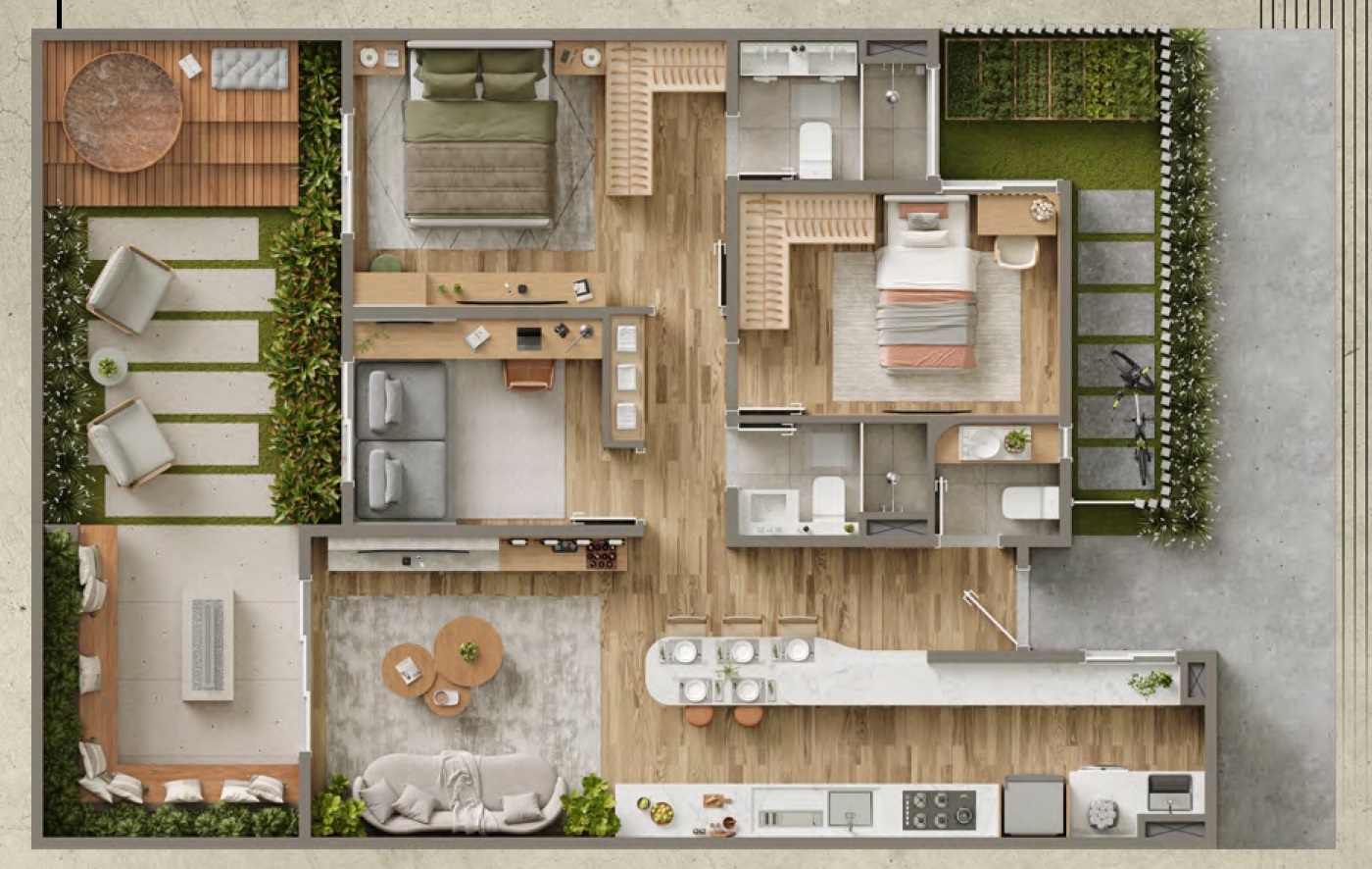 Planta 01 - 3 dorm 130m²