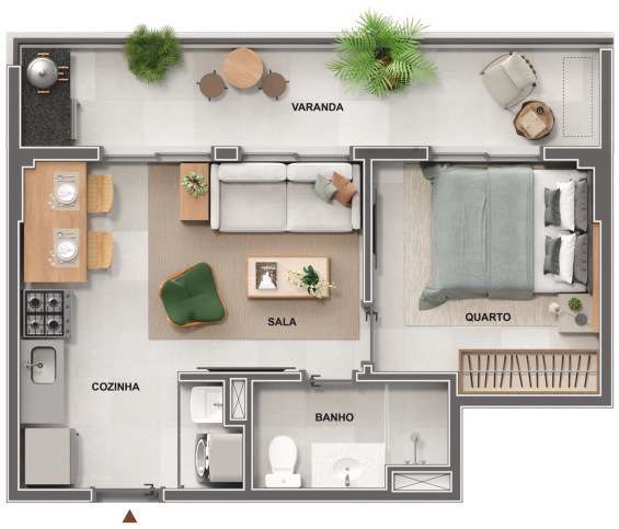 Planta 03 - 1 dorm 40,20m²