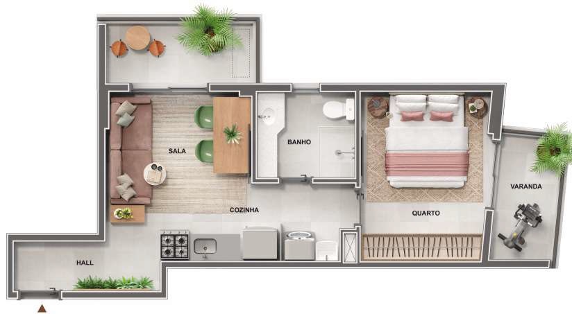 Planta 04 - 1 dorm 41,54m²