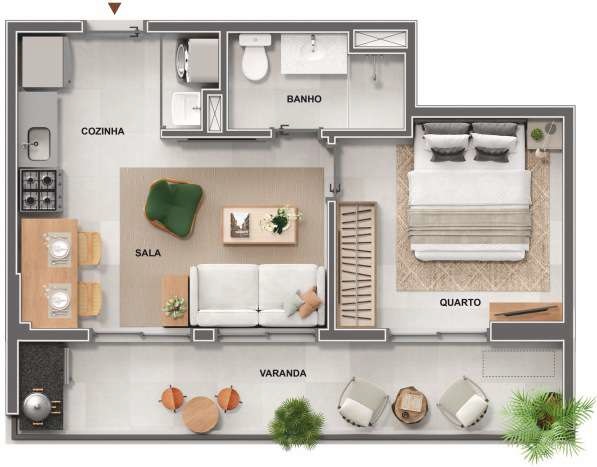 Planta 05 - 1 dorm 41,59m²