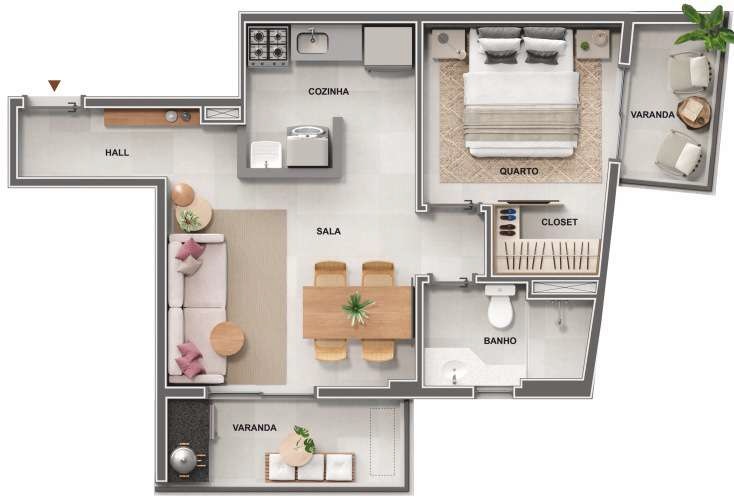 Planta 06 - 1 dorm 46,80m²