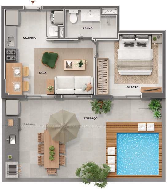 Planta 10 - 1 dorm 62,21m² - garden
