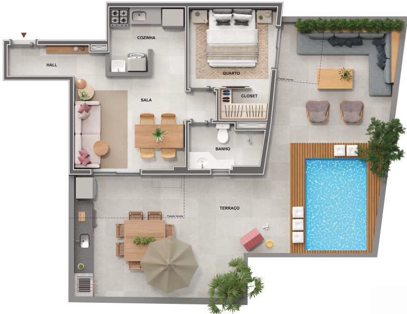 Planta 13 - 1 dorm 94,40m² - garden