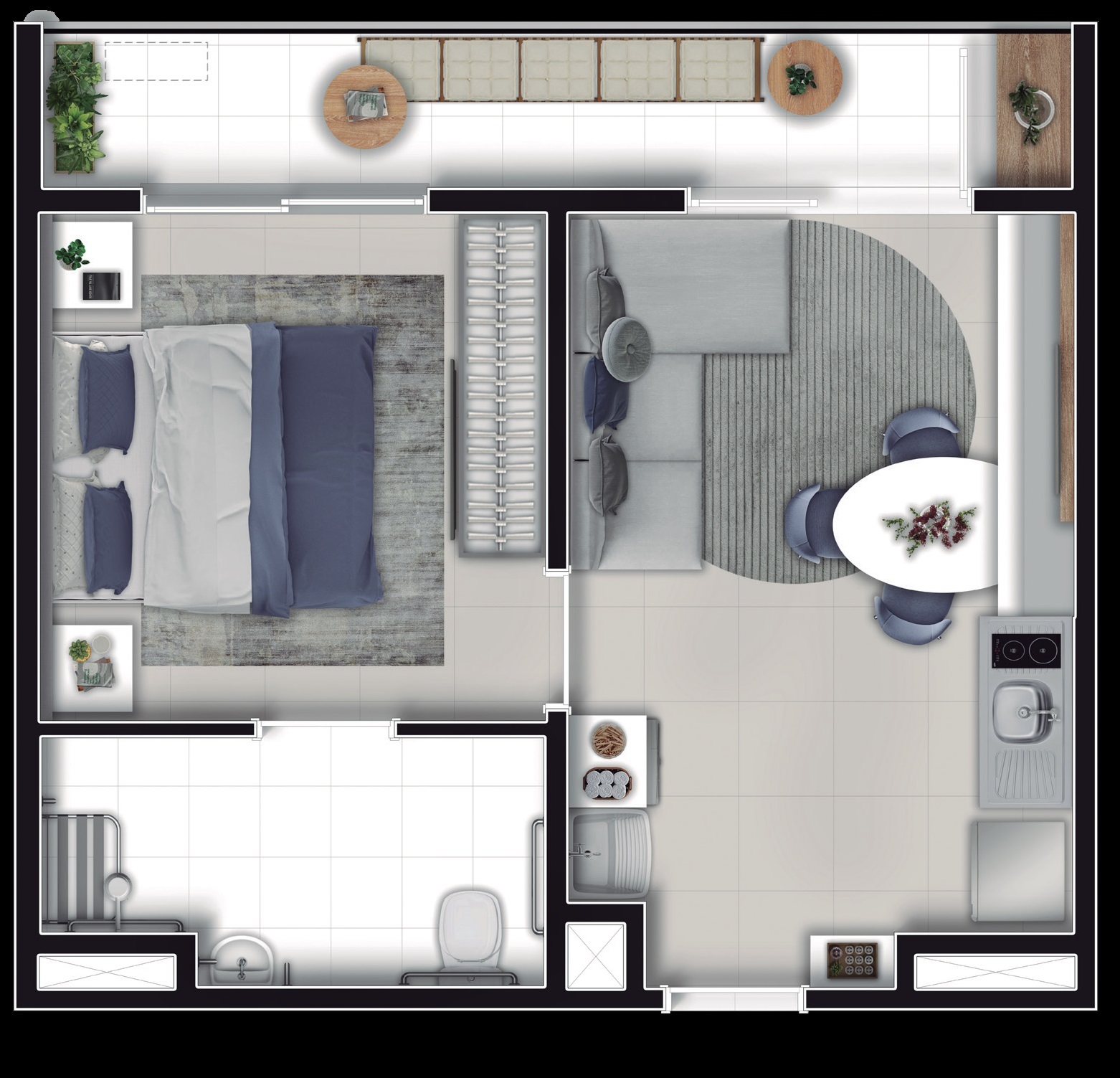 Planta 03 - 1 dorm 41,34m²