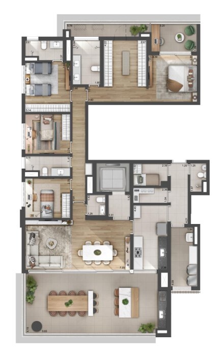 Planta 01 - 4 dorm 224m²