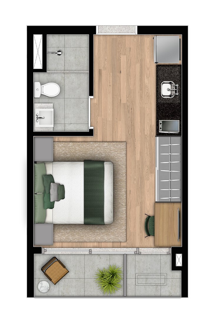 Planta 01 - 1 dorm 24m² - studio