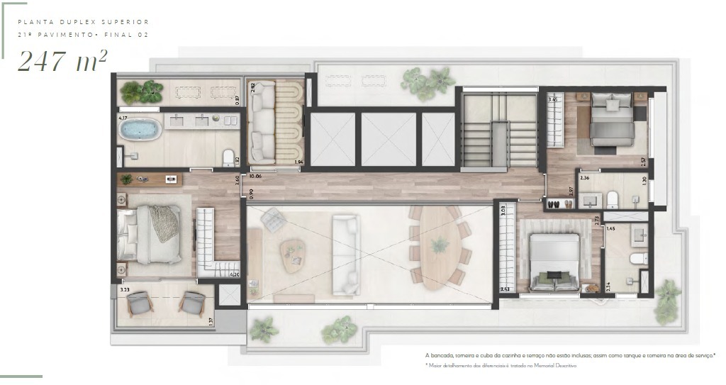 Planta 07 - 3 dorm 247m² cobertura superior