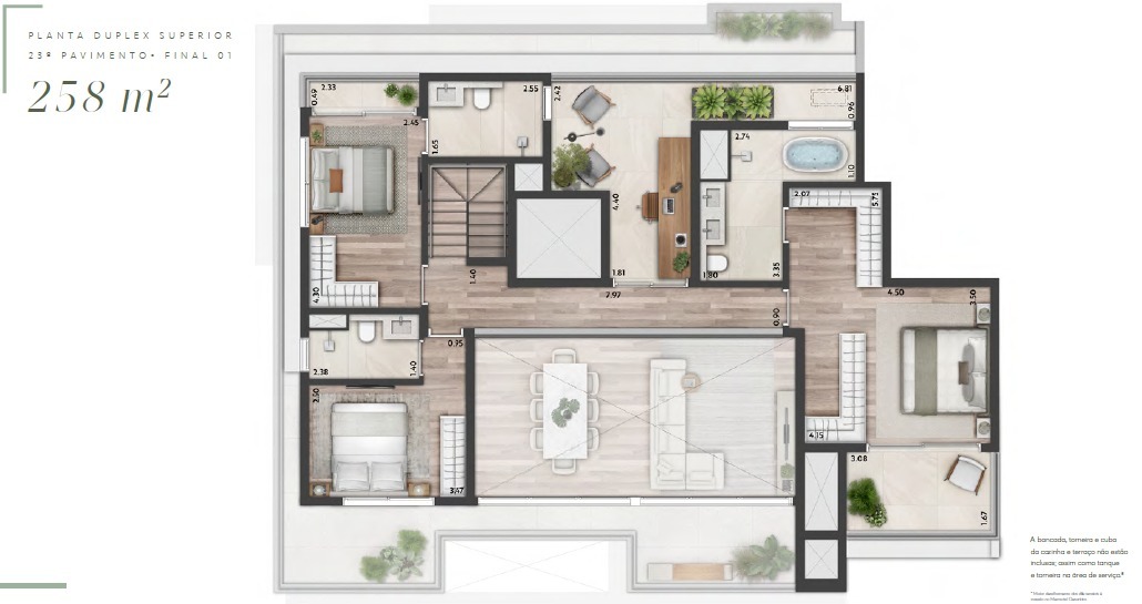 Planta 09 - 3 dorm 258m² cobertura superior