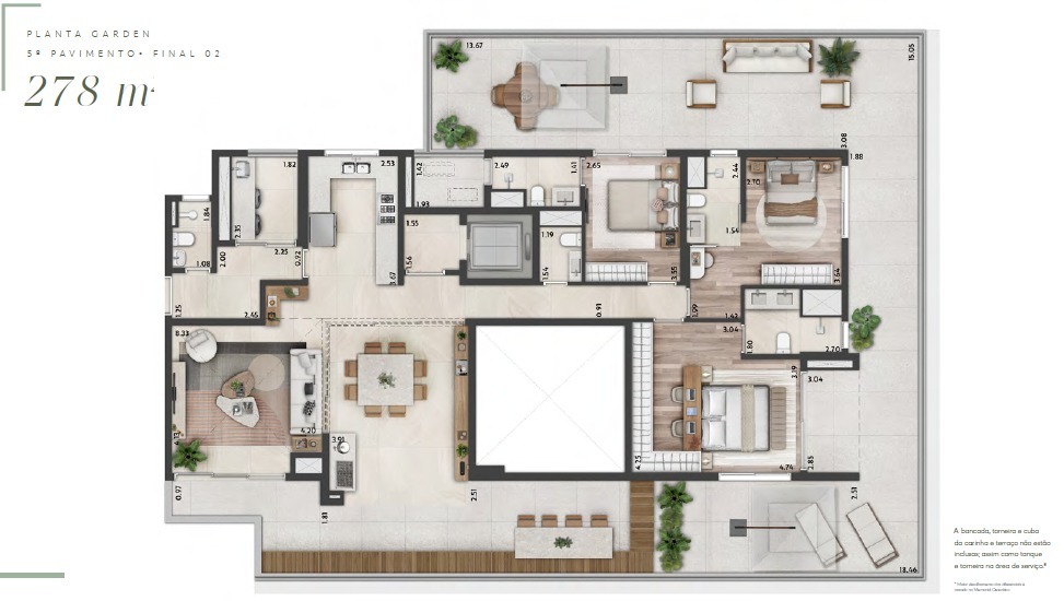 Planta 10 - 3 dorm 278m²