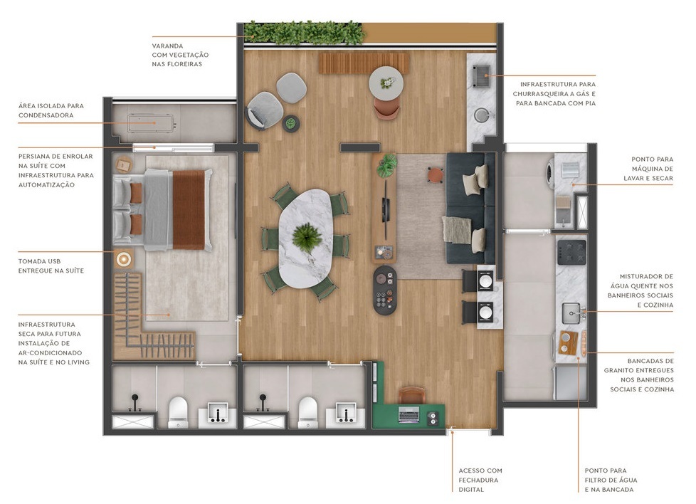 Planta 02 - 1 dorm 69m² - opção
