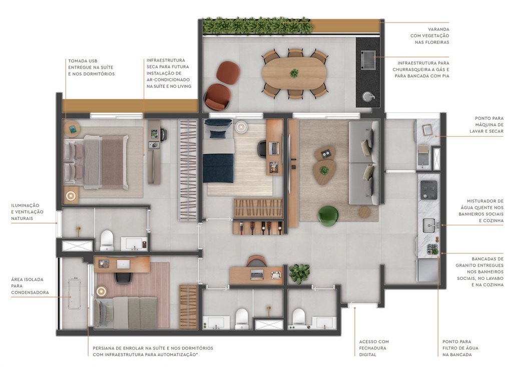 Planta 03 - 3 dorm 87m²