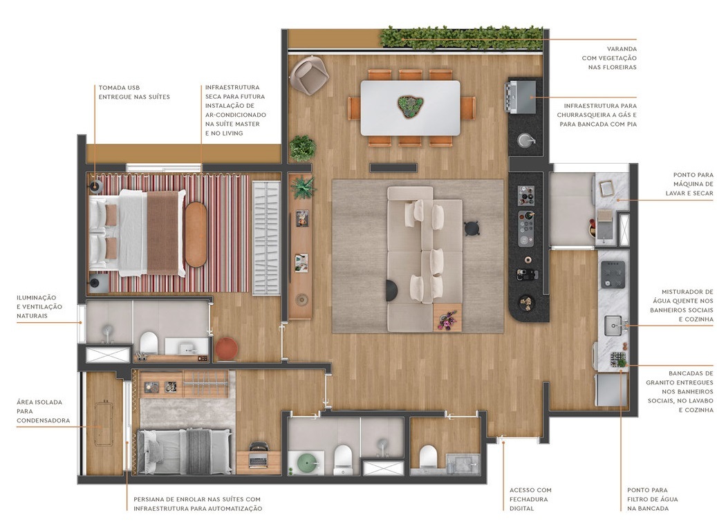 Planta 04 - 2 dorm 87m² - opção